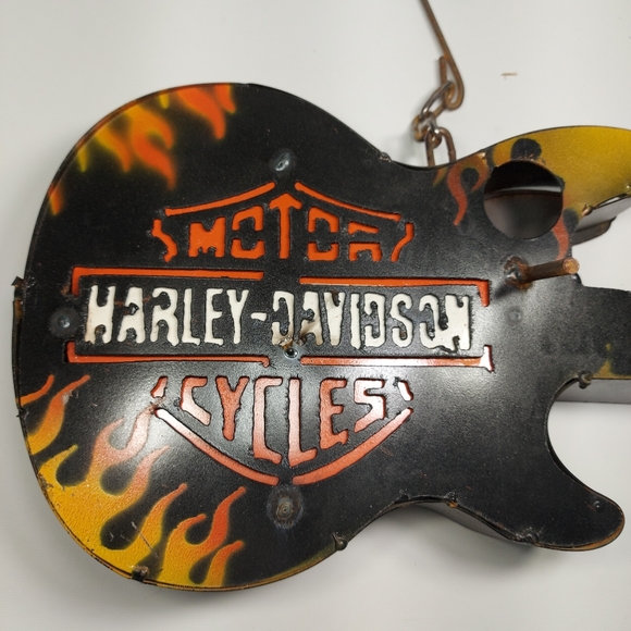 Harley Davidson Vintage Handmade Guitar Metal Wall Decor - Picture 3 of 10